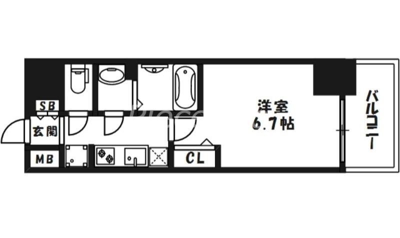 プレサンス 梅田北 ディア(1K/2階)の間取り写真