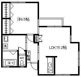 フロンティア小船越(1LDK/1階)の間取り写真