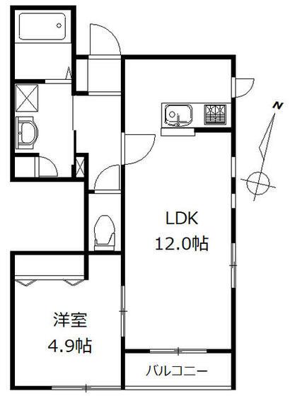 PLUM LANE(1LDK/1階)の間取り写真