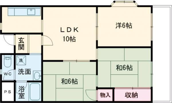 ハピネス39(3LDK/5階)の間取り写真