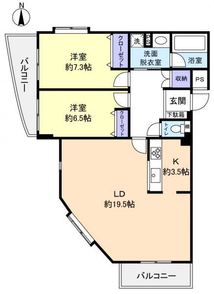 ドルチェ(2LDK/1階)の間取り写真