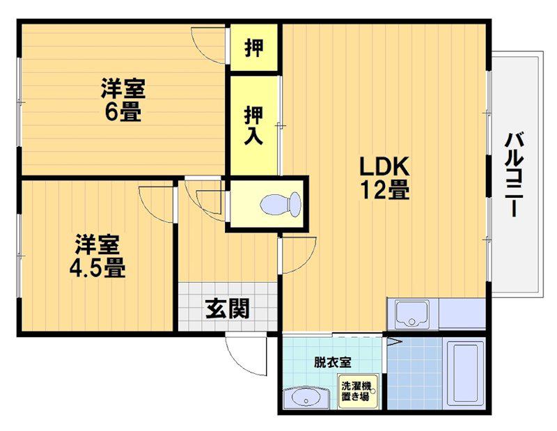 マレ・オット(2LDK/2階)の間取り写真