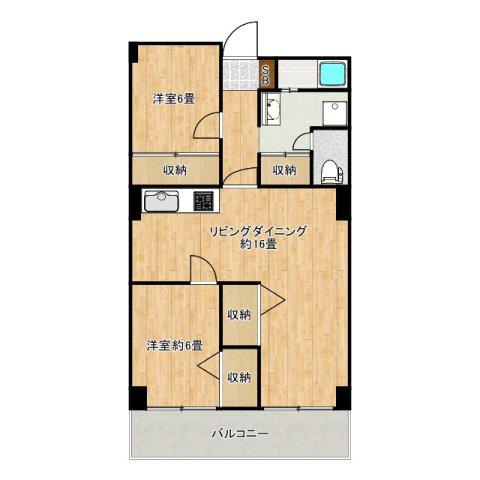 うえほんまちハイハイタウン(2LDK/9階)の間取り写真