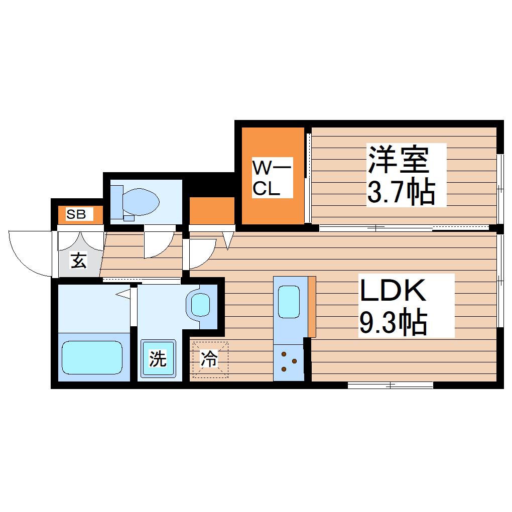 GR鹿野(1LDK/1階)の間取り写真