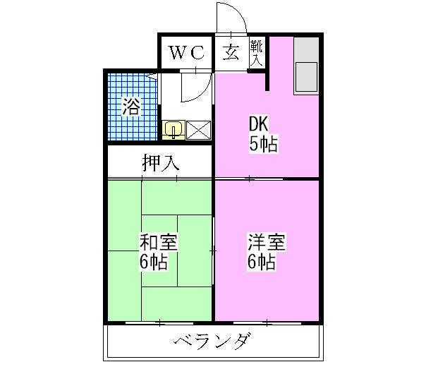 友良フラット(2DK/4階)の間取り写真