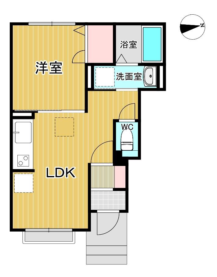 グランコートY(1LDK/1階)の間取り写真