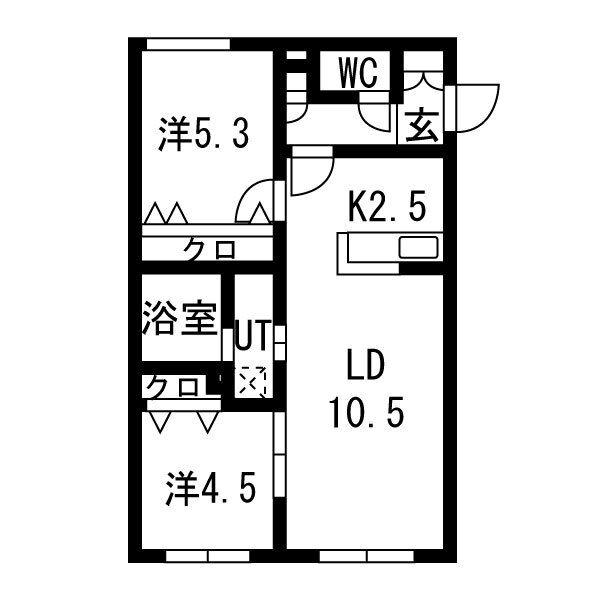 LIEN北18(2LDK/1階)の間取り写真