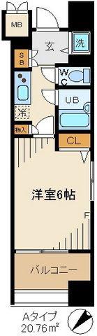 エムズ東銀座(1K/6階)の間取り写真