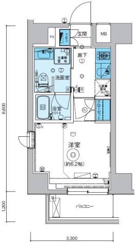 リヴシティ横濱七島町(1K/6階)の間取り写真
