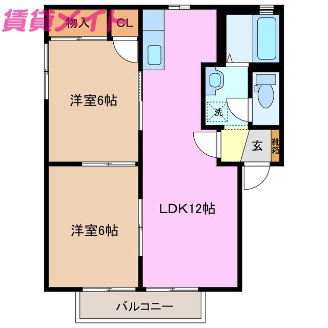 パストラルA(2LDK/1階)の間取り写真