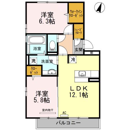 グランシャリオM(2LDK/3階)の間取り写真