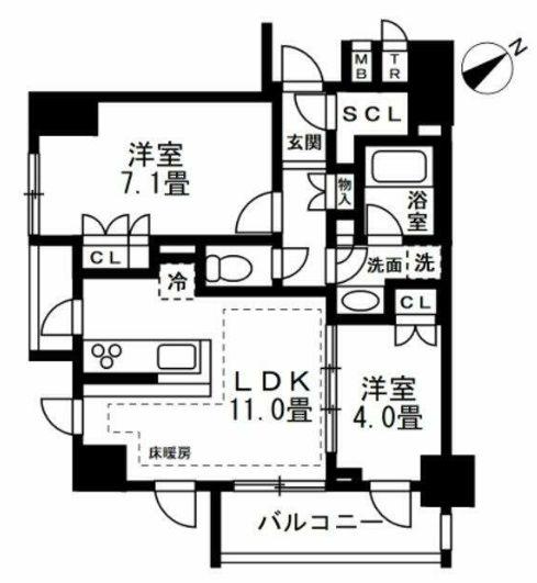 リビオレゾン南池袋(2LDK/3階)の間取り写真