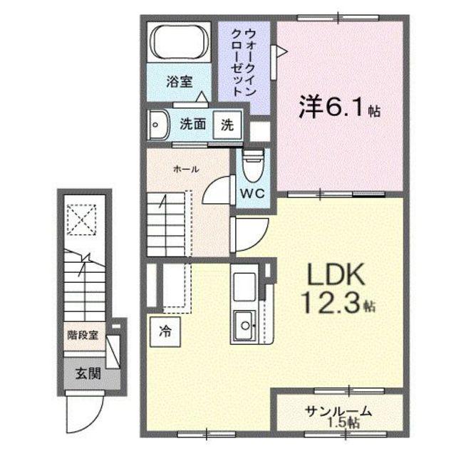 シリウス(1LDK/2階)の間取り写真