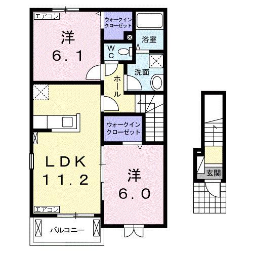 プリエール II(2LDK/2階)の間取り写真