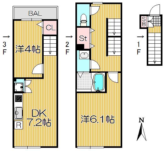 ミハス西小山(2DK/1階)の間取り写真