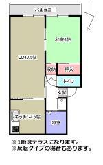 ハイツセイシェル(1LDK/1階)の間取り写真