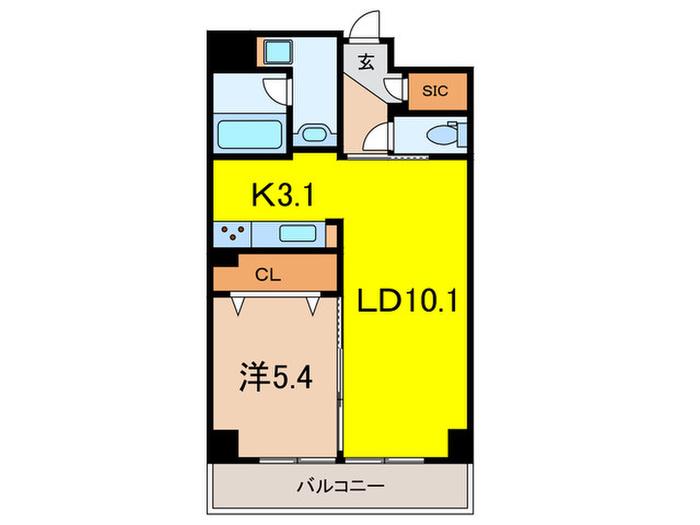 EDELHOFE住吉本町(1LDK/3階)の間取り写真