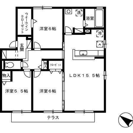 モアレフィナード A棟(3LDK/1階)の間取り写真