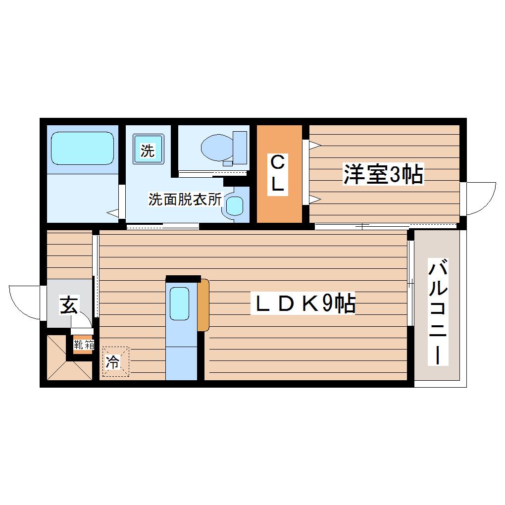 アルティスタF棟(1LDK/2階)の間取り写真