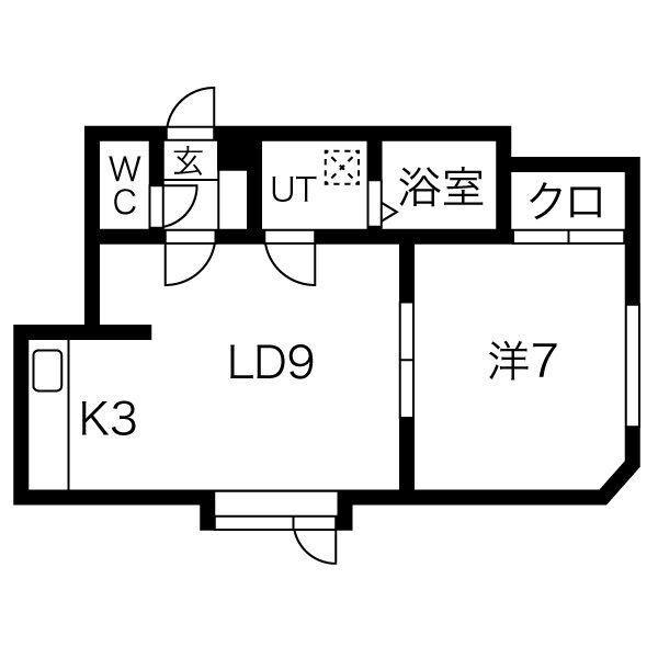 プレミエール発寒(1LDK/3階)の間取り写真