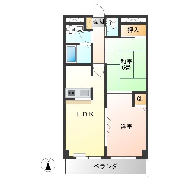 優泰佳ガーデンコート(2LDK/5階)の間取り写真