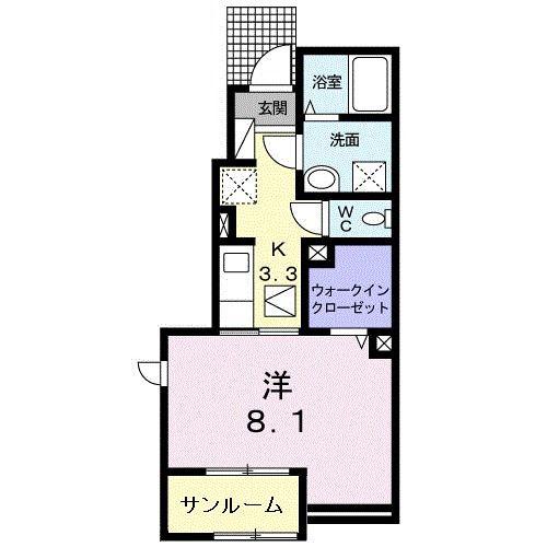 アーネラII(1K/1階)の間取り写真
