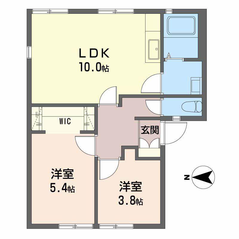 ディアスかもと(2LDK/1階)の間取り写真