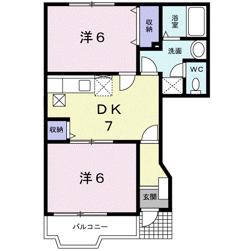PLEASURE C(2DK/1階)の間取り写真
