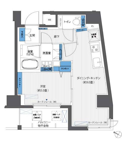 カーサケイト(1LDK/9階)の間取り写真