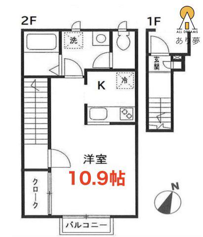 DC神大寺(1K/2階)の間取り写真