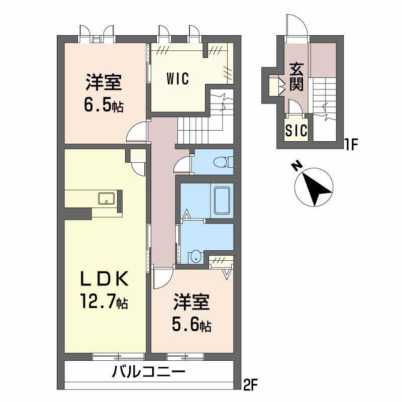 シャーメゾン ル リアン(2LDK/2階)の間取り写真