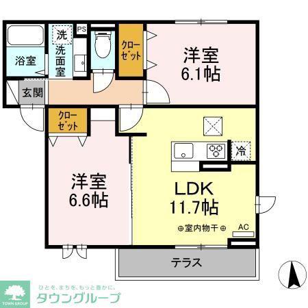 コンフォートイセゼキ(2LDK/2階)の間取り写真