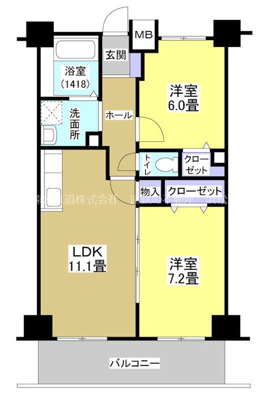 セントラルコート21(2LDK/10階)の間取り写真