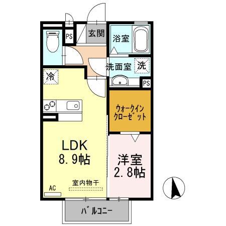 フレーズ B(1LDK/2階)の間取り写真