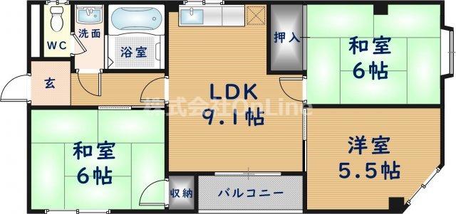 ホワイトサンコート三ノ瀬(3LDK/2階)の間取り写真