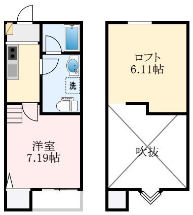コンフォータス(1K/2階)の間取り写真