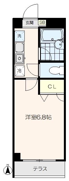 ヴィラブラウ(1K/1階)の間取り写真