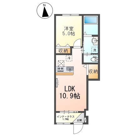 尼崎市西昆陽2丁目アパート(1LDK/1階)の間取り写真