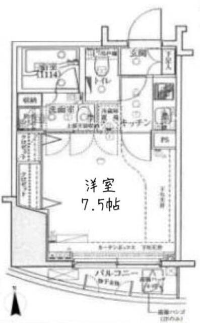 グランティアラ新御徒町アジールコート(1K/2階)の間取り写真