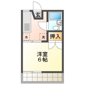 ファニーハイツ(1K/2階)の間取り写真