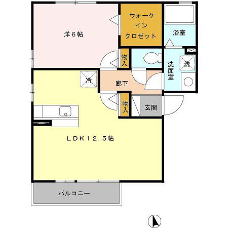 ロイヤルパルクA(1LDK/2階)の間取り写真