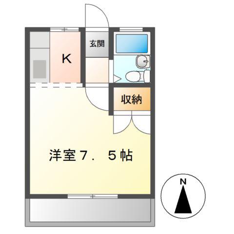 アメニティハイツ91(1K/2階)の間取り写真