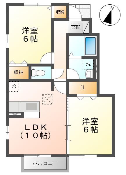 ラ・プランタン(2LDK/1階)の間取り写真