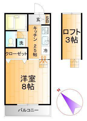 シャルマンスクエア(1K/1階)の間取り写真