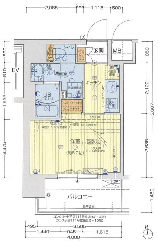 セオリー夕陽丘DOOR(1K/3階)の間取り写真