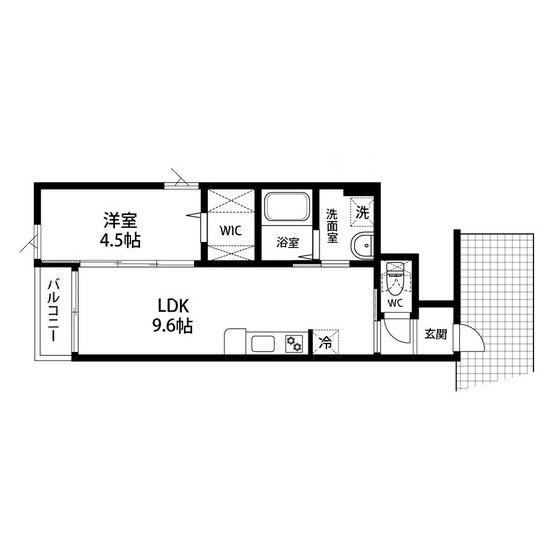 ドゥ・アネッサIX(1LDK/1階)の間取り写真