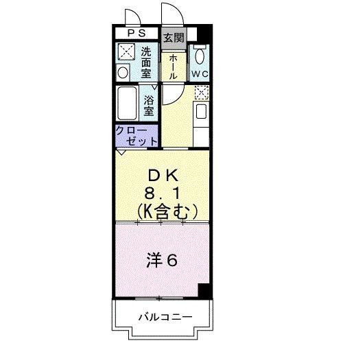 カーサユー(1DK/2階)の間取り写真
