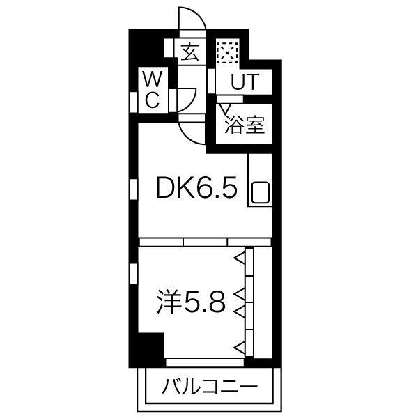 ビエラ江戸堀(1DK/8階)の間取り写真