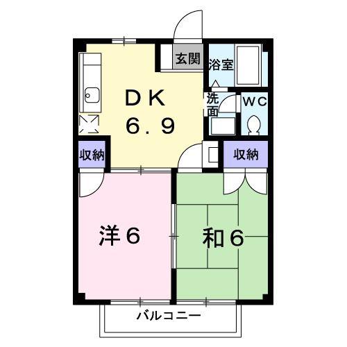 カサグランデ宍戸A(2DK/2階)の間取り写真