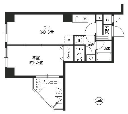 ラフィーネ港北(1DK/5階)の間取り写真
